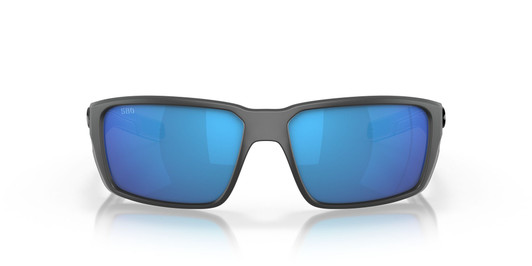 Front View of Costa Del Mar Fantail Pro Unisex Sunglasses Gray/Polarized Blue Mirror 580G 60mm