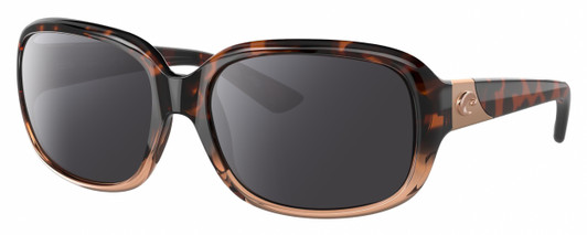 Profile View of Costa Del Mar Gannet Designer Polarized Sunglasses with Custom Cut Smoke Grey Lenses in Shiny Tortoise Havana Fade Pink Crystal Rose Gold Ladies Square Full Rim Acetate 58 mm