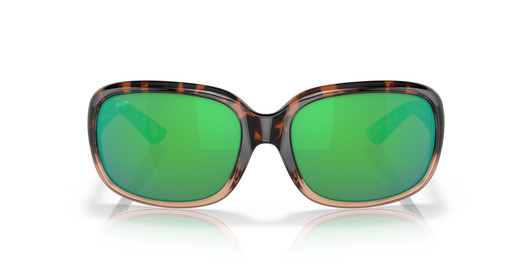 Front View of Costa Del Mar Gannet Womens Sunglasses Tortoise/Polarized Green Mirror 580P 58mm