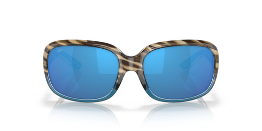 Front View of Costa Del Mar Gannet Womens Sunglass Brown Wahoo/Polarized Blue Mirror 580G 58mm