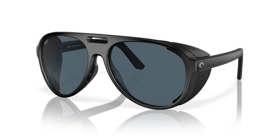 Profile View of Costa Del Mar Grand Catalina Unisex Sunglasses in Black/Polarized Gray 580P 59mm