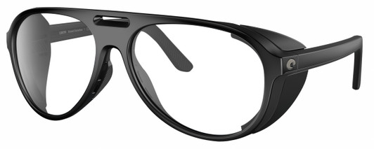 Profile View of Costa Del Mar Grand Catalina Designer Reading Eye Glasses in Matte Black Unisex Pilot Full Rim Acetate 59 mm