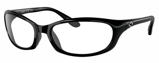 Profile View of Costa Del Mar Harpoon Designer Reading Eye Glasses in Shiny Black Unisex Oval Full Rim Acetate 62 mm