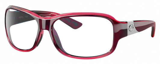 Profile View of Costa Del Mar Inlet Designer Blue Light Blocking Eyeglasses in Pink Pomegranate Crystal Fade Silver Ladies Oval Full Rim Acetate 58 mm