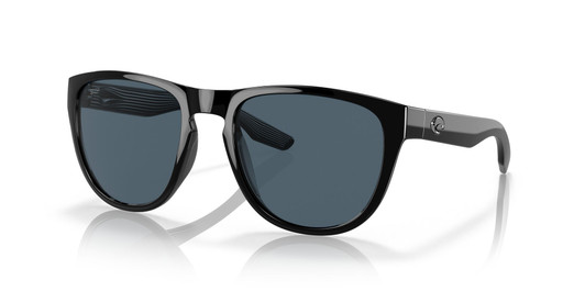 Profile View of Costa Del Mar Irie Unisex Panto Designer Sunglass Black/Polarized Gray 580P 55mm