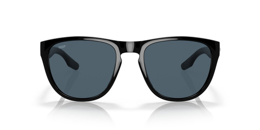 Front View of Costa Del Mar Irie Unisex Panto Designer Sunglass Black/Polarized Gray 580P 55mm