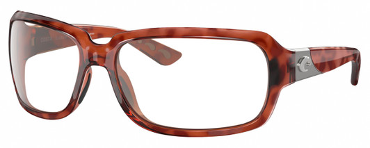 Profile View of Costa Del Mar Isabela Designer Reading Eye Glasses in Amber Red Tortoise Havana Crystal Silver Ladies Rectangular Full Rim Acetate 64 mm