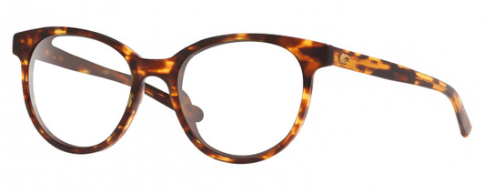Profile View of Costa Del Mar Isla Designer Reading Eye Glasses in Shiny Amber Brown Tortoise Havana Gold Ladies Panthos Full Rim Acetate 54 mm