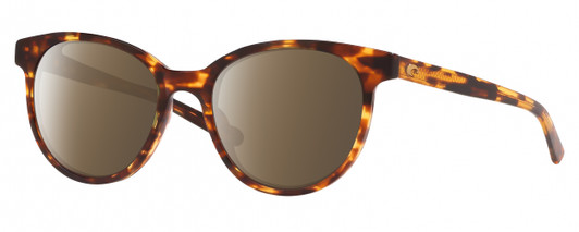 Profile View of Costa Del Mar Isla Designer Polarized Sunglasses with Custom Cut Amber Brown Lenses in Shiny Amber Brown Tortoise Havana Gold Ladies Panthos Full Rim Acetate 54 mm