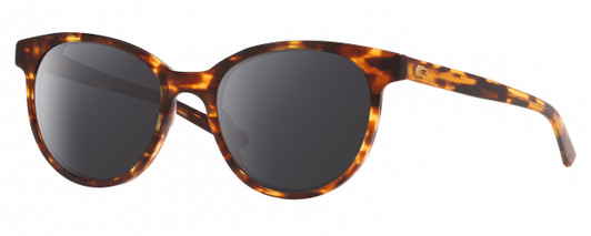 Profile View of Costa Del Mar Isla Designer Polarized Sunglasses with Custom Cut Smoke Grey Lenses in Shiny Amber Brown Tortoise Havana Gold Ladies Panthos Full Rim Acetate 54 mm