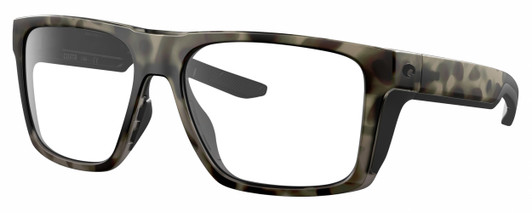 Profile View of Costa Del Mar Lido Designer Blue Light Blocking Eyeglasses in Matte Gray Brown Clear Crystal Wetlands Unisex Square Full Rim Acetate 57 mm