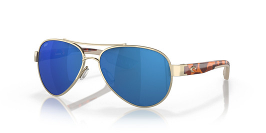 Profile View of Costa Del Mar Loreto Womens Sunglasses Rose Gold/Polarized Blue Mirror 580P 56mm