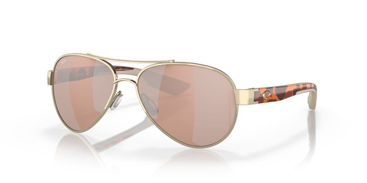 Profile View of Costa Del Mar Loreto Sunglass Rose Gold/Polarized Copper Silver Mirror 580P 56mm