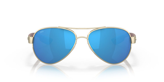 Front View of Costa Del Mar Loreto Womens Sunglasses Rose Gold/Polarized Blue Mirror 580G 56mm