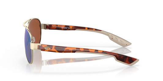 Side View of Costa Del Mar Loreto Sunglasses Rose Gold/Polarized Green Mirror 580G GLASS 56mm