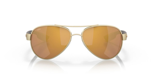 Front View of Costa Del Mar Loreto Women Pilot Sunglasses Gold/Polarized Gold Mirror 580G 56mm