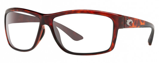 Profile View of Costa Del Mar Mag Bay Designer Blue Light Blocking Eyeglasses in Auburn Red Tortoise Havana Crystal Black Unisex Rectangular Full Rim Acetate 63 mm