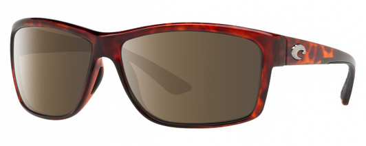 Profile View of Costa Del Mar Mag Bay Designer Polarized Sunglasses with Custom Cut Amber Brown Lenses in Auburn Red Tortoise Havana Crystal Black Unisex Rectangular Full Rim Acetate 63 mm