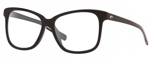 Profile View of Costa Del Mar May Designer Reading Eye Glasses in Shiny Black Ladies Cat Eye Full Rim Acetate 57 mm