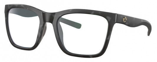 Profile View of Costa Del Mar Panga Designer Reading Eye Glasses with Custom Cut Powered Lenses in Matte Gray Tortoise Havana Ladies Cat Eye Full Rim Acetate 56 mm