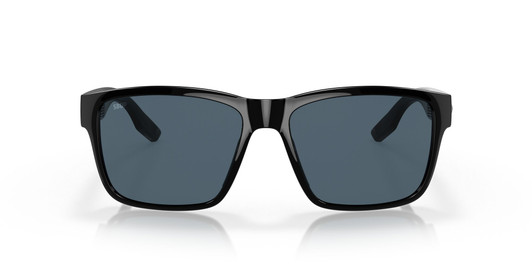 Front View of Costa Del Mar Paunch Unisex Designer Sunglass in Black/Polarized Gray 580P 57 mm