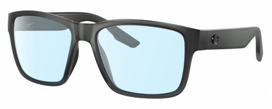 Profile View of Costa Del Mar Paunch Designer Blue Light Blocking Eyeglasses in Matte Smoke Gray Crystal Unisex Square Full Rim Acetate 57 mm