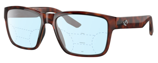 Profile View of Costa Del Mar Paunch Designer Progressive Lens Blue Light Blocking Eyeglasses in Amber Brown Tortoise Havana Unisex Square Full Rim Acetate 57 mm