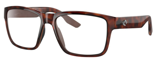 Profile View of Costa Del Mar Paunch Designer Progressive Lens Blue Light Blocking Eyeglasses in Amber Brown Tortoise Havana Unisex Square Full Rim Acetate 57 mm