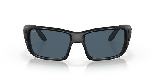 Front View of Costa Del Mar Permit Unisex Rectangle Sunglasses Black/Polarized Gray 580P 63 mm