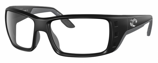 Profile View of Costa Del Mar Permit Designer Reading Eye Glasses in Matte Black Gray Unisex Rectangular Full Rim Acetate 63 mm