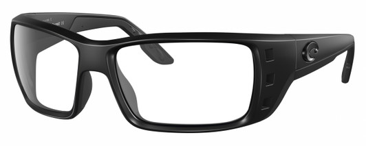 Profile View of Costa Del Mar Permit Designer Reading Eye Glasses in Matte Black Blackout Unisex Rectangular Full Rim Acetate 63 mm