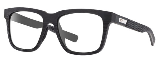 Profile View of Costa Del Mar Pescador Designer Progressive Lens Blue Light Blocking Eyeglasses in Matte Fishing Net Gray with Rubber Unisex Square Full Rim Acetate 55 mm