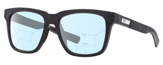 Profile View of Costa Del Mar Pescador Designer Progressive Lens Blue Light Blocking Eyeglasses in Matte Fishing Net Gray with Rubber Unisex Square Full Rim Acetate 55 mm