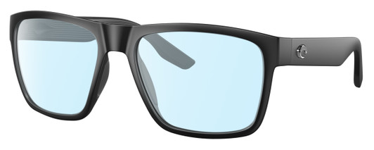 Profile View of Costa Del Mar Paunch XL Designer Blue Light Blocking Eyeglasses in Matte Black Unisex Square Full Rim Acetate 59 mm