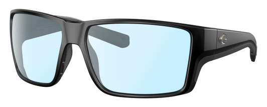 Profile View of Costa Del Mar Reefton Pro Designer Blue Light Blocking Eyeglasses in Matte Black Unisex Rectangular Full Rim Acetate 63 mm