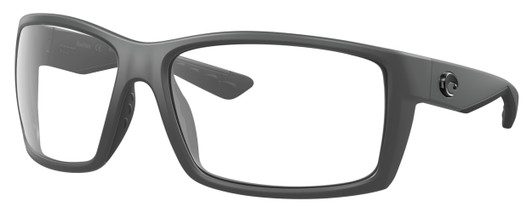 Profile View of Costa Del Mar Reefton Designer Blue Light Blocking Eyeglasses in Matte Gray Black Unisex Rectangular Full Rim Acetate 64 mm
