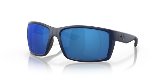Profile View of Costa Del Mar Reefton Unisex Sunglass Navy Gray/Polarized Blue Mirror 580P 64 mm