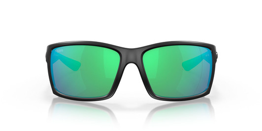 Front View of Costa Del Mar Reefton Unisex Sunglass in Black/Polarized Green Mirror 580G 64 mm