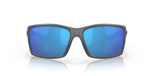 Front View of Costa Del Mar Reefton Unisex Sunglass Gray Black/Polarized Blue Mirror 580G 64mm