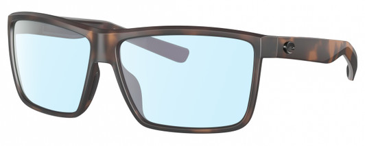 Profile View of Costa Del Mar Rinconcito Designer Blue Light Blocking Eyeglasses in Matte Amber Brown Tortoise Havana Unisex Rectangular Full Rim Acetate 60 mm