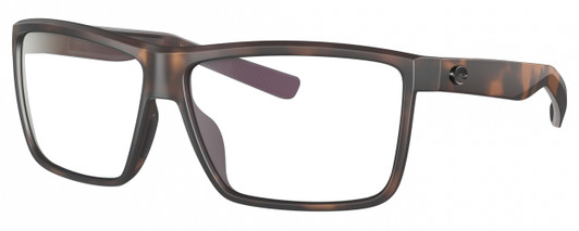 Profile View of Costa Del Mar Rinconcito Designer Blue Light Blocking Eyeglasses in Matte Amber Brown Tortoise Havana Unisex Rectangular Full Rim Acetate 60 mm