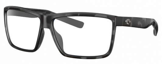 Profile View of Costa Del Mar Rinconcito Designer Progressive Lens Blue Light Blocking Eyeglasses in Matte Gray Black Tiger Shark Unisex Rectangular Full Rim Acetate 60 mm