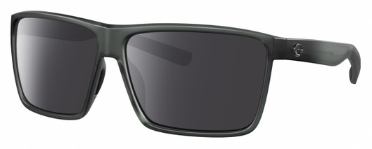 Profile View of Costa Del Mar Rincon Designer Polarized Sunglasses with Custom Cut Smoke Grey Lenses in Matte Smoke Gray Crystal Unisex Square Full Rim Acetate 63 mm