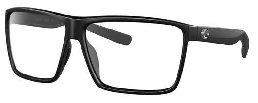 Profile View of Costa Del Mar Rincon Designer Blue Light Blocking Eyeglasses in Matte Black Unisex Square Full Rim Acetate 63 mm