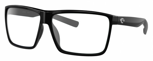 Profile View of Costa Del Mar Rincon Designer Bi-Focal Prescription Rx Eyeglasses in Shiny Black Unisex Square Full Rim Acetate 63 mm