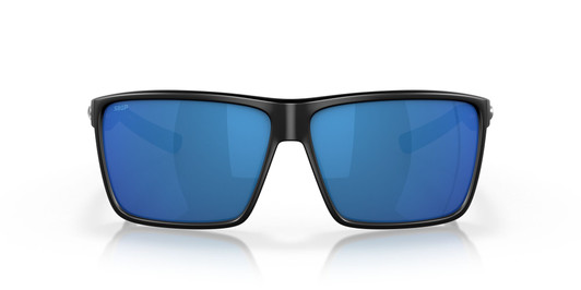 Front View of Costa Del Mar Rincon Unisex Sunglasses in Black/Polarized Blue Mirror 580P 63 mm