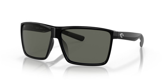Profile View of Costa Del Mar Rincon Unisex Square Sunglass Black/Polarized Gray 580G GLASS 63mm