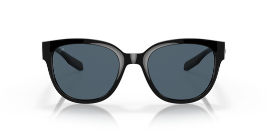 Front View of Costa Del Mar Salina Womens Cat Eye Sunglasses in Black/Polarized Gray 580P 53mm