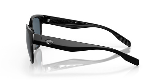 Side View of Costa Del Mar Salina Womens Cat Eye Sunglasses in Black/Polarized Gray 580P 53mm