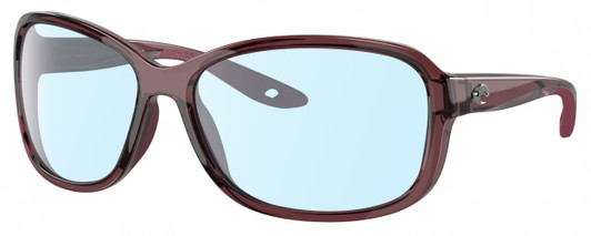 Profile View of Costa Del Mar Seadrift Designer Blue Light Blocking Eyeglasses in Urchin Purple Crystal Ladies Butterfly Full Rim Acetate 58 mm